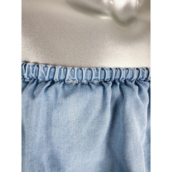 Zara mini Dress Blue Chambray Off The Shoulder Ruffled - Picture 4 of 9